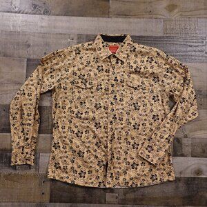 Patron Cito Red Label Western Shirt Men’s XL Tan Black Floral Snap Cotton